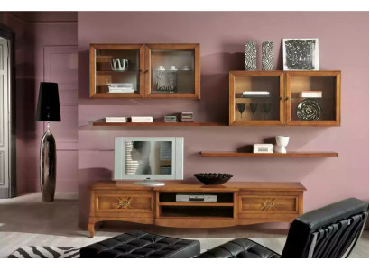 Designer Soggiorno 4 Armadi a Muro Marrone Mobile TV 7 Pezzi Soggiorno Nuovo