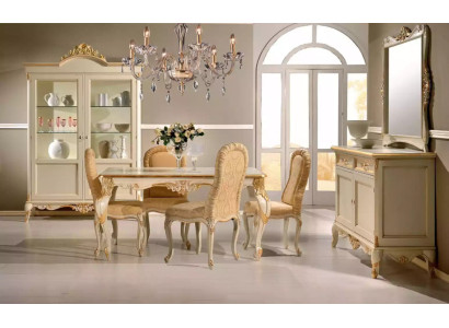 Mobile tv di lusso con specchio, 2 pezzi, comò, mobili design beige per il soggiorno.