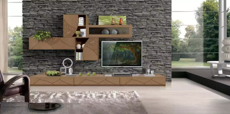 Credenza soggiorno Pareti attrezzate Marrone Armadi Scaffale Armadio Design Nuovo
