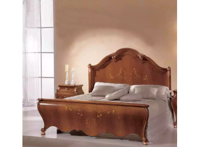 Letto Letto matrimoniale in legno in stile classico Design di lusso Letti da camera da letto