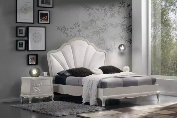 Camera da letto 3 pezzi. Set Letto 2x Comodini Design Moderno Grigio Letti