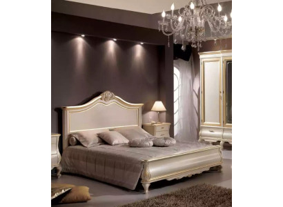 Letto matrimoniale in legno design di lusso Mobili da camera da letto classici Beige