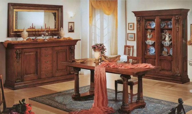 Classico specchio credenza in legno massiccio marrone Nuovo