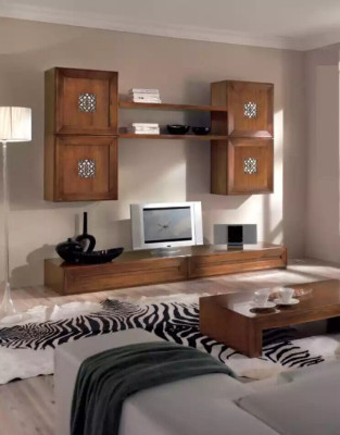 Set di mobili da soggiorno Designer Soggiorno Marrone Credenza Parete attrezzata Nuovo
