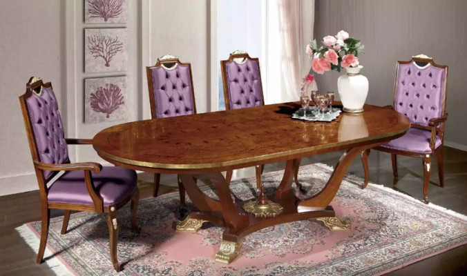 Tavolo da pranzo 4 sedie Classico set da sala da pranzo 5 pezzi Tavolo ovale