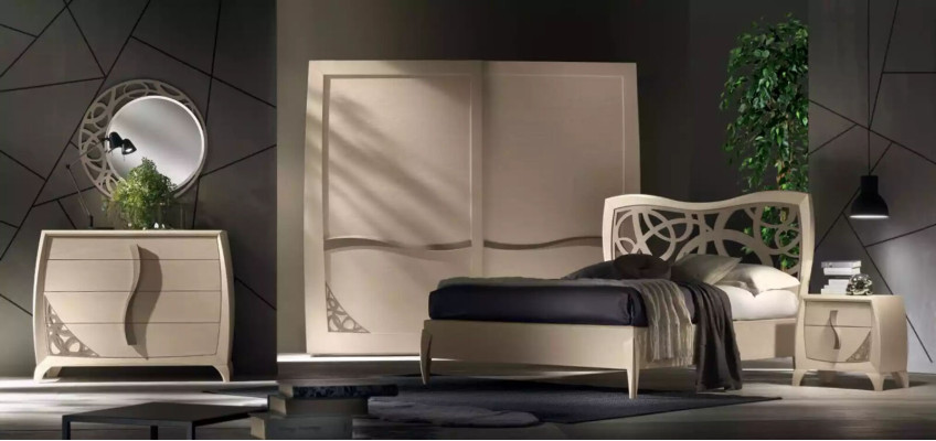 Letto 2x comodini 3 pezzi. Camera da letto design Mobili da camera da letto di lusso.