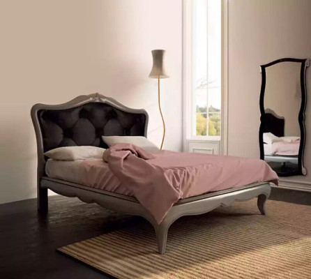 Letto grigio di lusso Letto in legno Design della camera da letto Stile Art Déco italiano Nuovo
