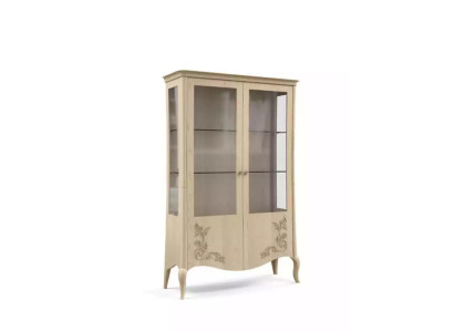 Vetrina in legno di lusso, credenza classica di design, mobili italiani beige.