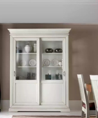 Vetrina Soggiorno Mobili in Legno Vetrine Vetro Armadio Madia Bianco Nuovo