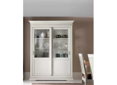 Vetrina Soggiorno Mobili in Legno Vetrine Vetro Armadio Madia Bianco Nuovo