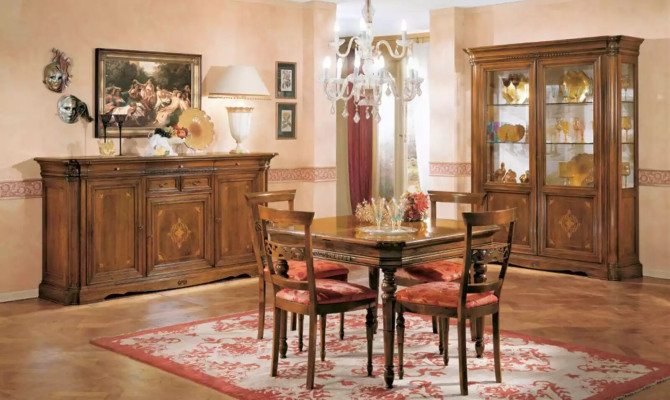 Tavolo da pranzo 4 sedie Set da pranzo 7 pezzi Tavolo Sedia Vetrina Legno