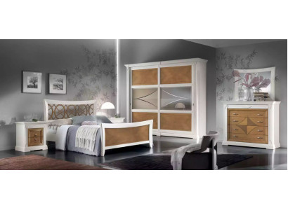 Comò con specchio credenze in legno mobili comodini 2 pezzi bianchi Italia