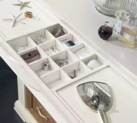 Comò con specchio credenze in legno mobili comodini 2 pezzi bianchi Italia