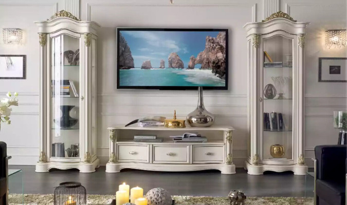 Set XXL soggiorno vetrina mobile TV, madia, credenza, gruppo 3 pezzi.