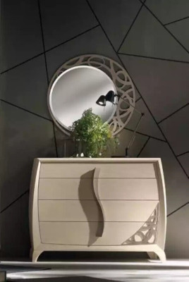 Set cassettiera design specchio console di lusso mobili in legno beige
