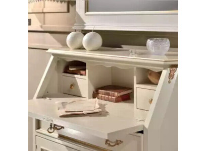 Mobile da camera bianco con specchio, set di mobili in stile classico, 2 pezzi, credenza, comò.