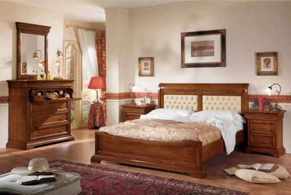 Comò con specchio in legno design 2 pezzi. Set camera da letto Parete buffet