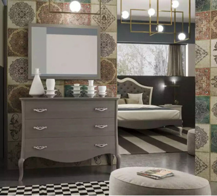 Comò Specchio Comodini Armadio Lusso Scaffale Mobili Gruppo Nuovo Set 2 pezzi.