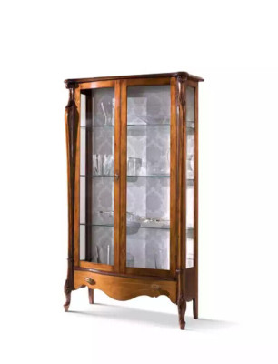 Classico Vetrina Vetrina in vetro Mobile Vetrina in legno Soggiorno di lusso Marrone