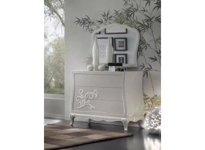 Lussuoso comò con specchio, consolle comodino in legno design moderno grigio.