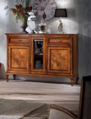 Mobili italiani in vero legno, nuovo sideboard, comò, armadio per soggiorno.