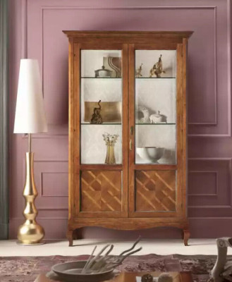 Mobile portaoggetti in legno con vetrine Vetrina mobile da soggiorno in vetro di lusso nuovo