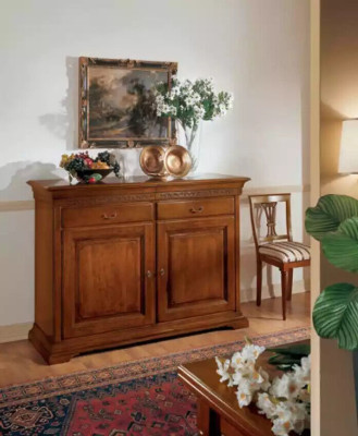 Mobili di stile italiano credenza marrone, lusso, in legno per il soggiorno.