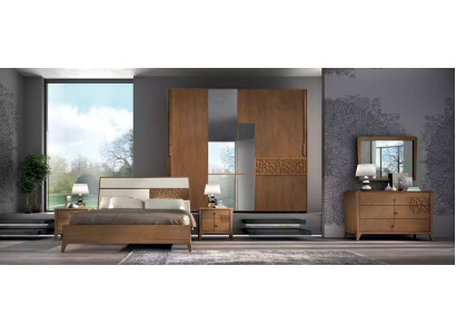 Camera da letto comò con specchio Armadio in legno Marrone Moderno Nuovo