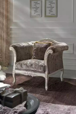 Poltrona 1 posto Divano imbottito Design di lusso Tessuto Grigio Nuovo