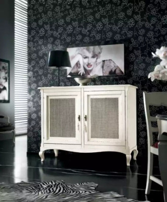 Mobiletto credenza credenza armadi cassettiere in legno arredamento di lusso bianco