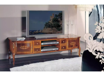 Classico mobile TV in legno marrone per soggiorno, mobiletto porta televisore, credenze.