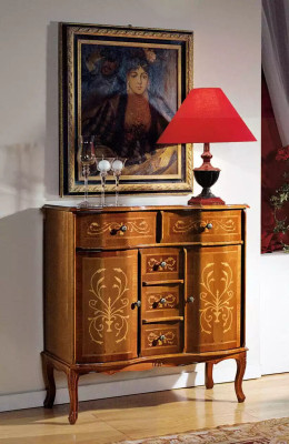 Lussuoso comò marrone Classica credenza Mobili soggiorno Legno Nuovo