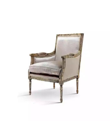 Poltrona Divano Monoposto Design Grigio Tessile Sofà Imbottito Legno Nuovo