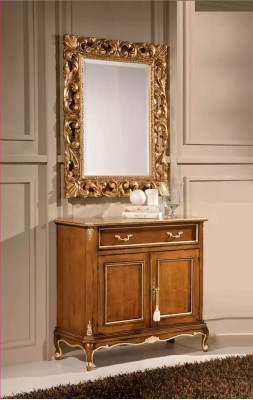 Soggiorno mobili marrone credenza in legno madia a due ante cassetto.