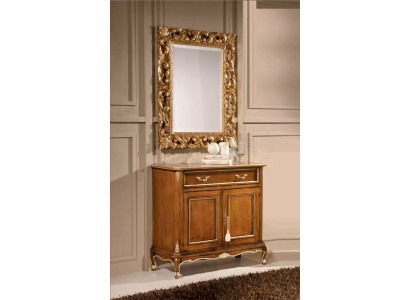 Soggiorno mobili marrone credenza in legno madia a due ante cassetto.