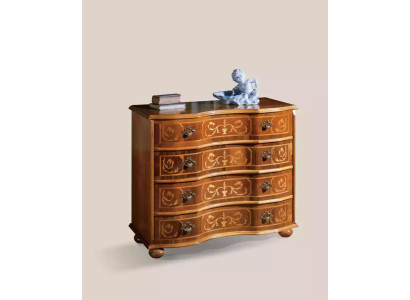 Classico armadietto in legno marrone con cassetti, design per il soggiorno.