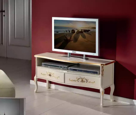 Classico armadio RTV bianco in legno, mobile per soggiorno, design console