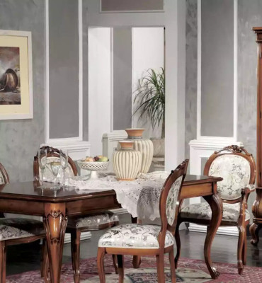 Mobili da sala da pranzo Tavolo da pranzo in legno massello 4 sedie con braccioli Mobili