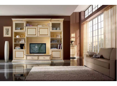 Mobile classico da soggiorno con parete porta TV, mobiletto e parete nuova armadio living.