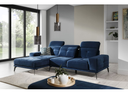 Divano design divano angolare in tessuto imbottito salotto set di divani forma a L Blu