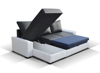 Divano angolare design con funzione letto in pelle o tessuto.
