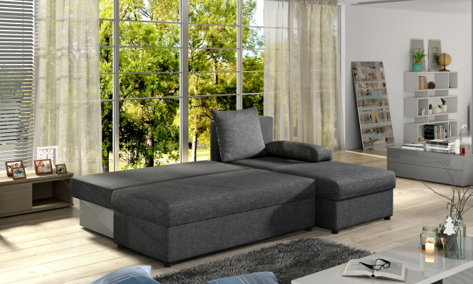 Divano letto moderno, divano imbottito a forma di L, set di sedute in tessuto sofa stoffa in pelle.