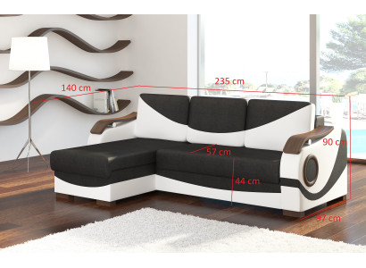 Divano angolare con design Perto, funzione letto, rivestimento in tessuto. Divani, sofà, letti.