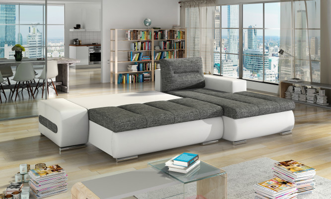 Design divano a angolo Ottavio con funzione letto, divano letto living, divani letto, divano.