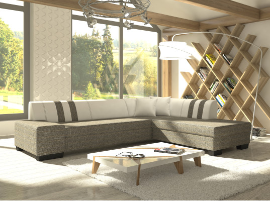 Divano angolare con letto funzionale design divano divani in pelle tessuto imbottito nuovo