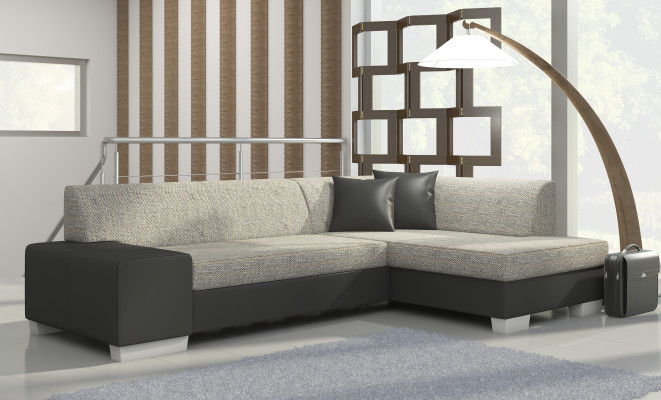 Divano angolare design con funzione letto, divano, divani in pelle e tessuto imbottito nuovo.