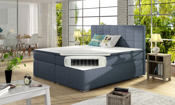 Boxspring letto 180x200cm Hotel in pelle con contenitore completo e topper