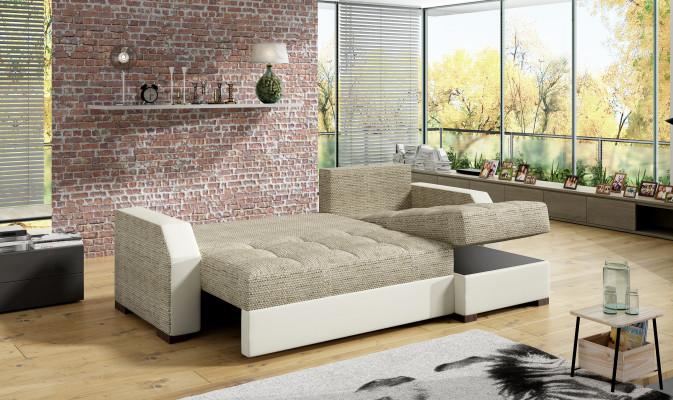Divano letto, divano imbottito soggiorno divano ad angolo funzionale con pouf.