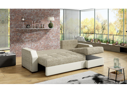 Divano letto, divano imbottito soggiorno divano ad angolo funzionale con pouf.