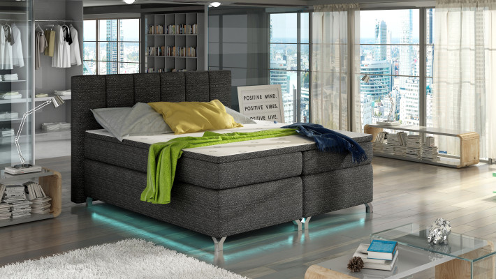 Boxspring Bed 180x200cm Letti Alberghieri in Pelle Completi con Contenitore Topper